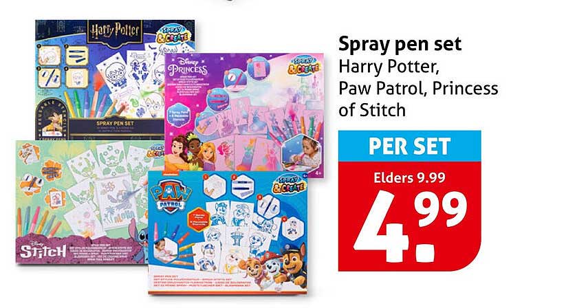 Spray pen set Harry Potter, Paw Patrol, Princess of Stitch