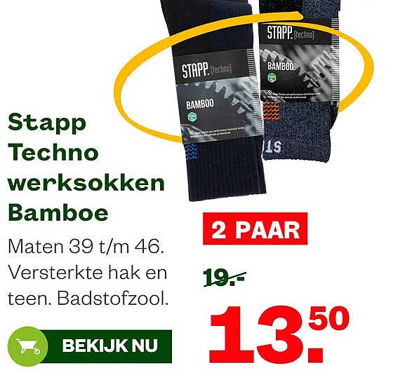 Stapp Techno werksokken Bamboe 2 PAAR