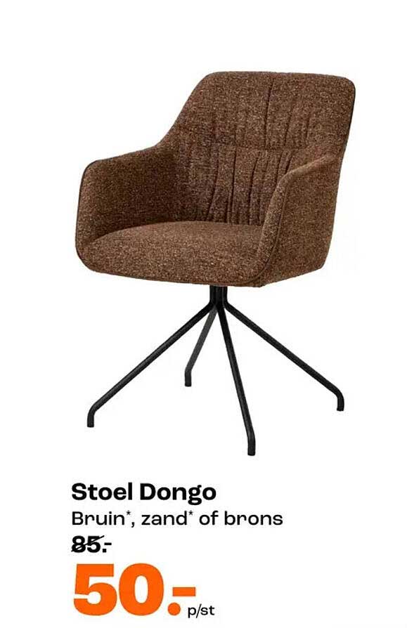Stoel Dongo Bruin*, zand* of brons