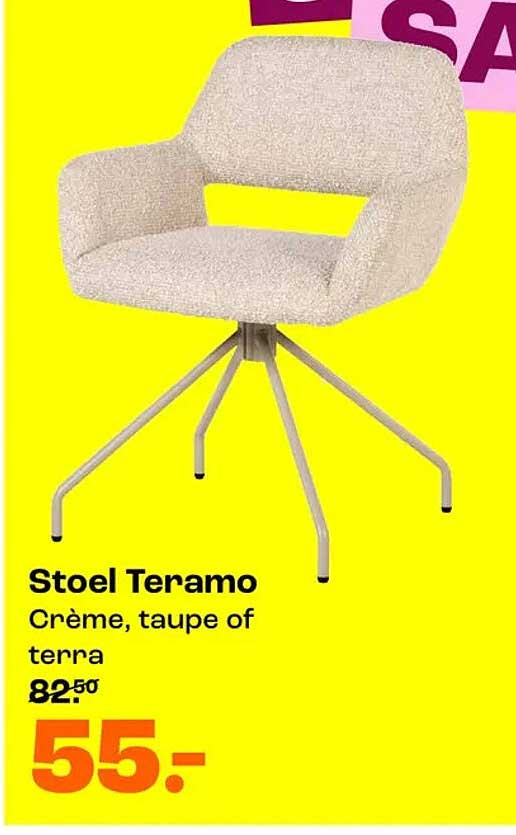 Stoel Teramo Crème, taupe of terra