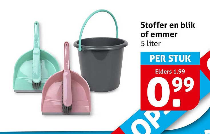 Stoffer en blik of emmer 5 liter
