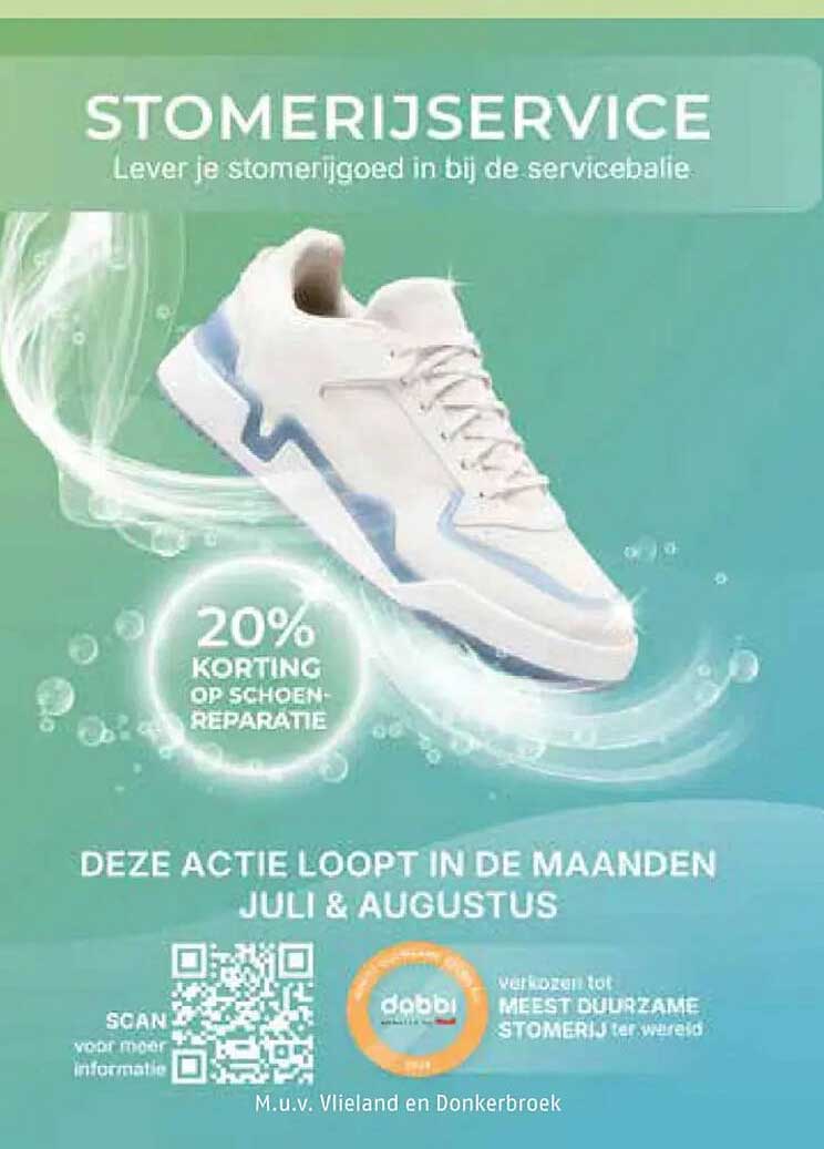 STOMERIJ SERVICE 20% KORTING OP SCHOEN-REPARATIE