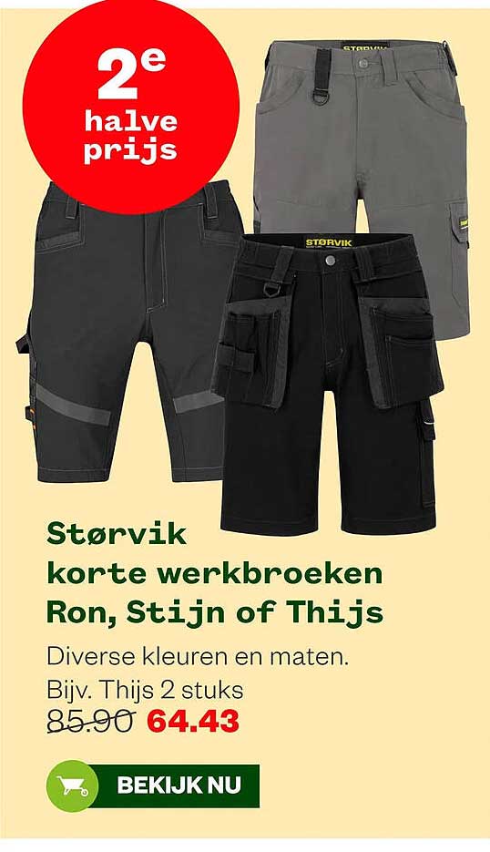 Størvik korte werkbroeken Ron, Stijn of Thijs 2e halve prijs