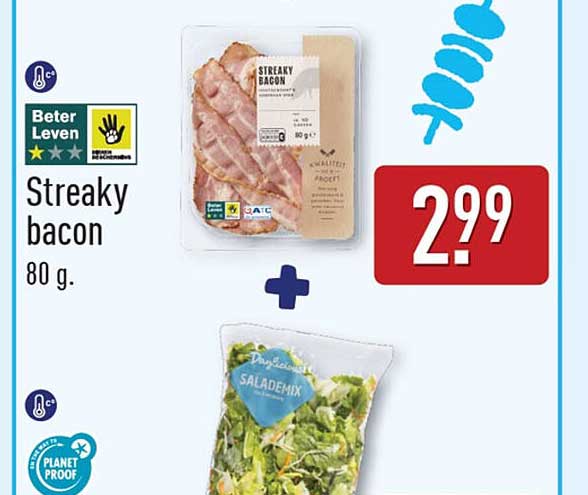 Streaky bacon 80 g.