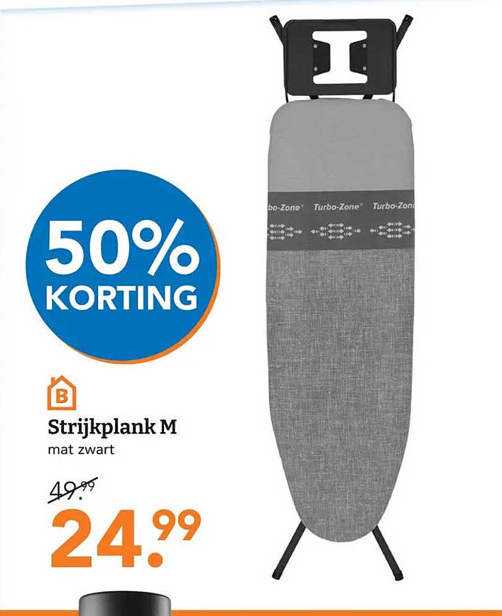 Strijkplank M mat zwart 50% Korting