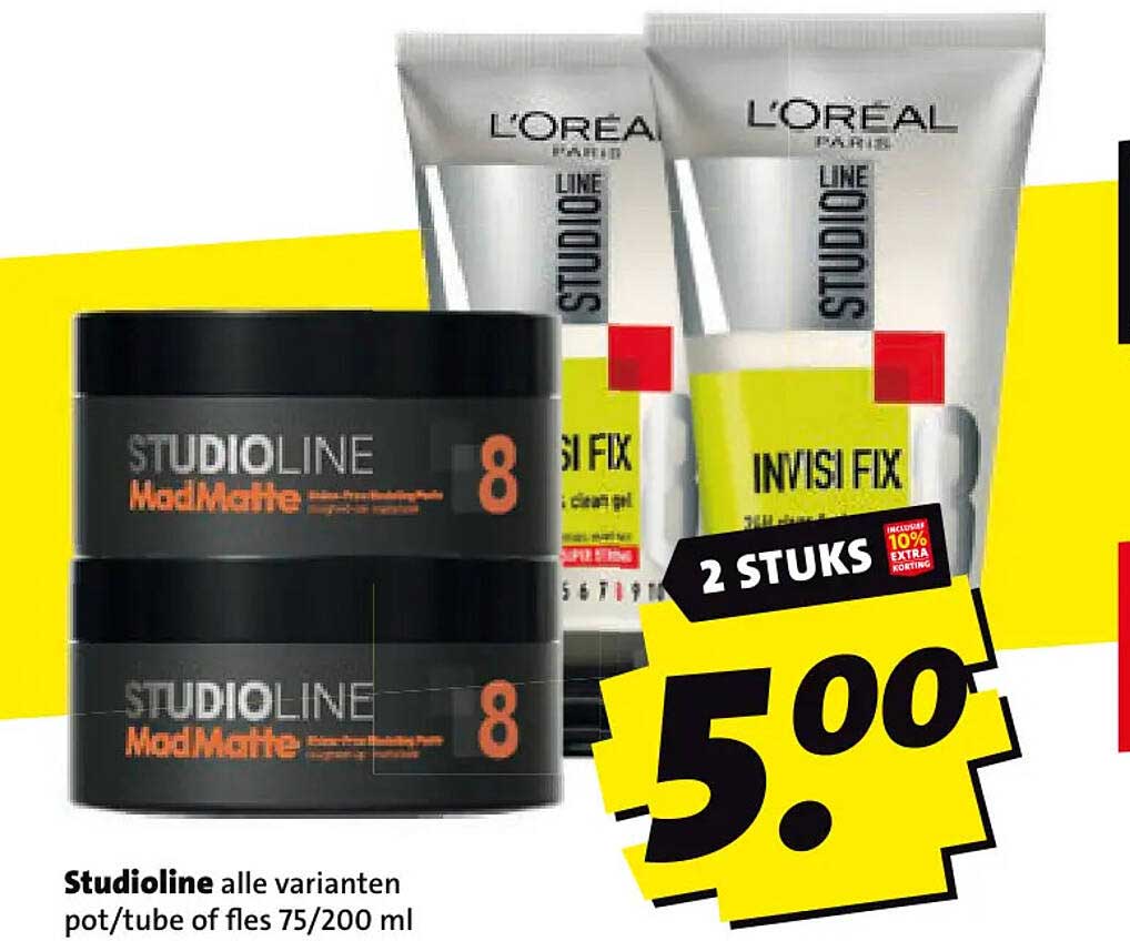Studioline alle varianten pot/tube of fles 75/200 ml 2 STUKS