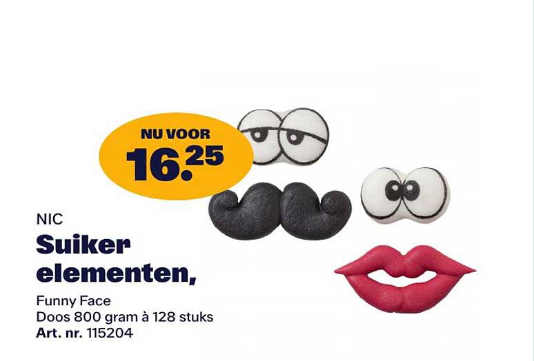 Suiker elementen, Funny Face Doos 800 gram à 128 stuks