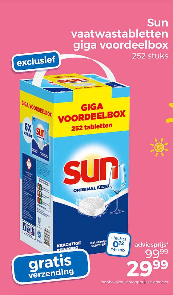 Sun vaatwastabletten giga voordeelbox 252 stuks gratis verzending