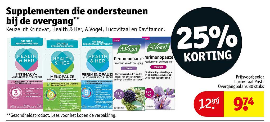 Supplementen die ondersteunen bij de overgang 25% KORTING