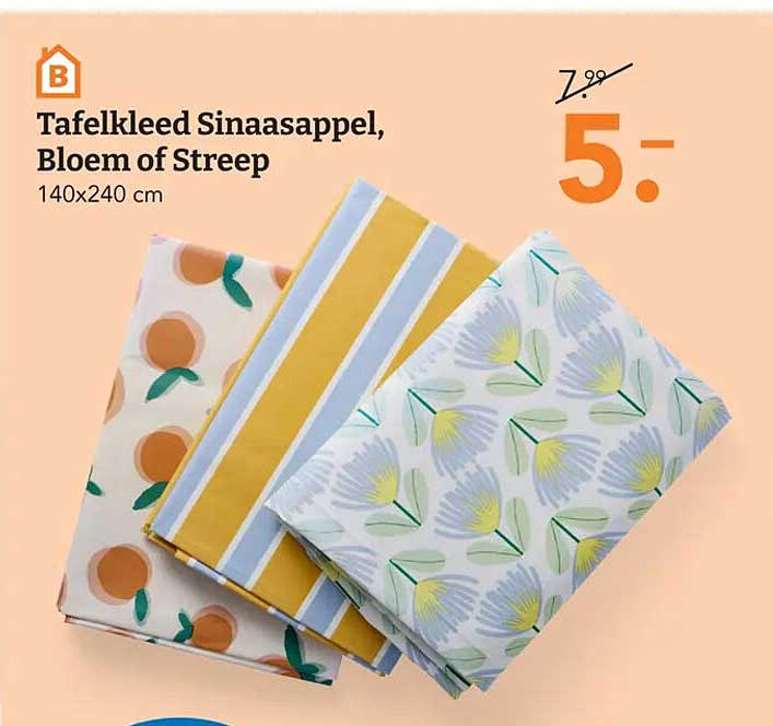 Tafekleed Sinaasappel, Bloem of Streep 140x240 cm