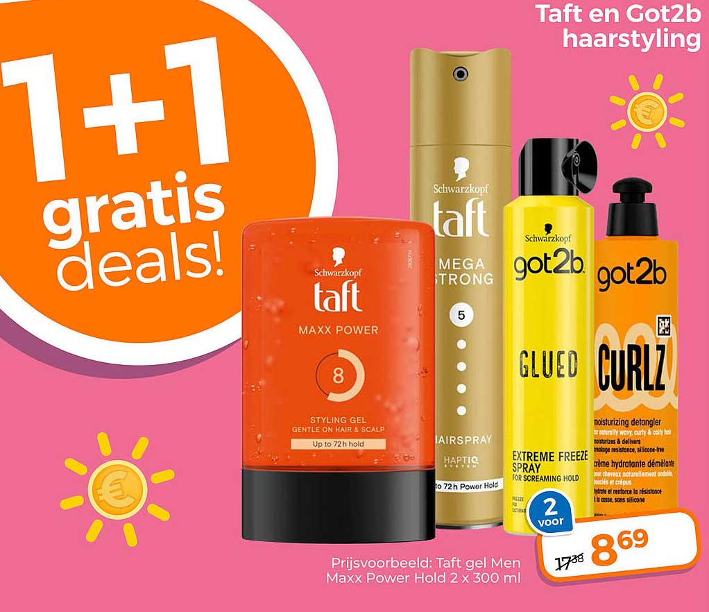 Taft en Got2b haarstyling 1+1 gratis deals!