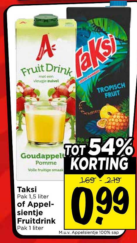 Taksi Pak 1,5 liter of Appelsientje Fruitdrink Pak 1 liter
