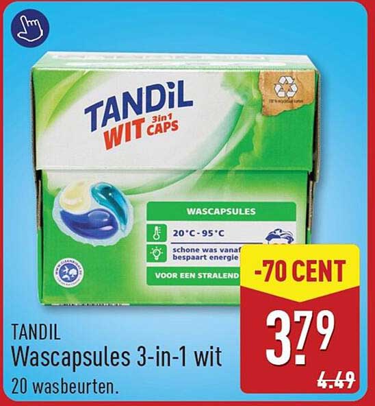 TANDIL Wascapsules 3-in-1 wit 20 wasbeurten -70 CENT