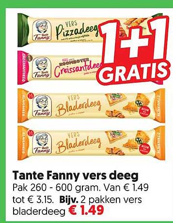 Tante Fanny vers deeg 1+1 gratis