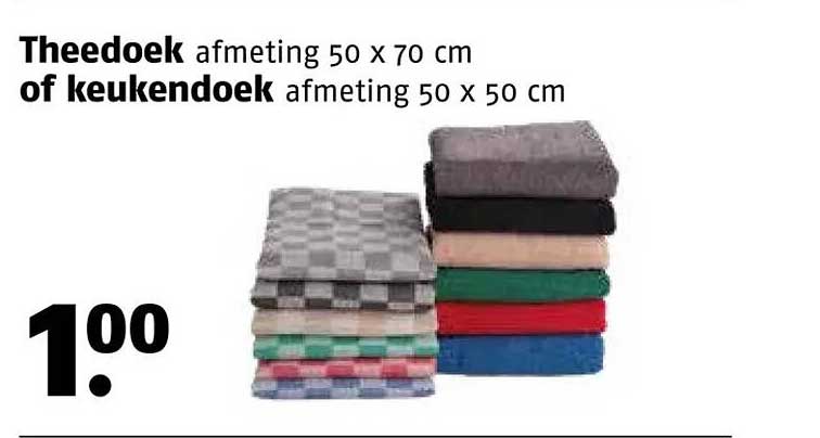 Theedoek afmeting 50 x 70 cm of keukendoek afmeting 50 x 50 cm