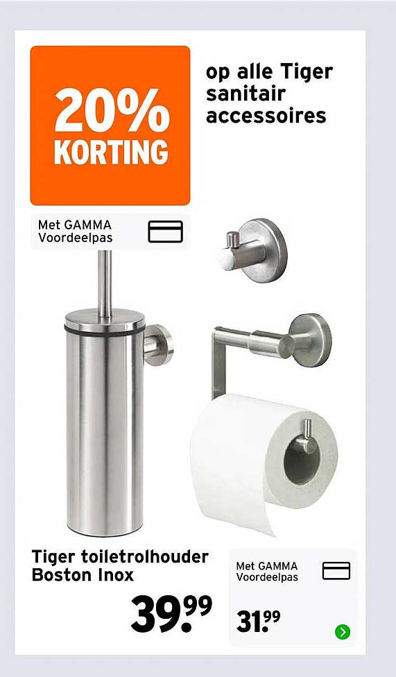 Tiger toiletrolhouder Boston Inox 20% KORTING