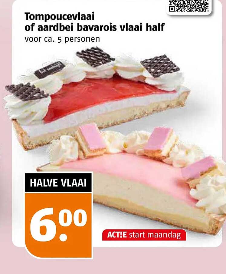 Tompoucevlaai of aardbei bavarois vlaai half