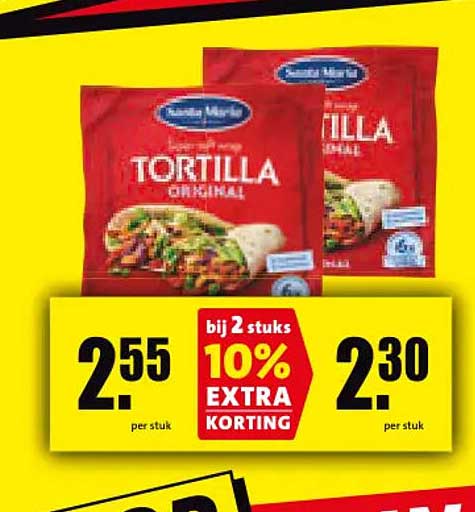 Tortilla Original bij 2 stuks 10% extra korting