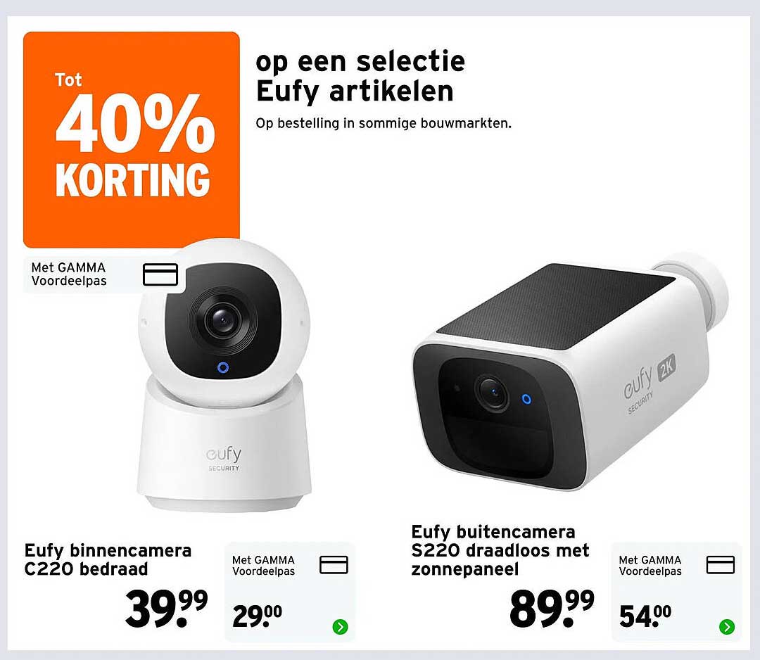 Tot 40% korting op een selectie Eufy artikelen