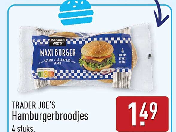 TRADER JOE'S Hamburgerbroodjes 4 stuks.