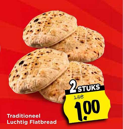 Traditioneel Luchtig Flatbread 2 STUKS