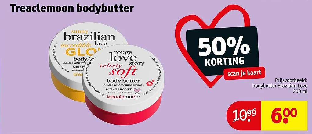 Treaclemoon bodybutter 50% korting scan je kaart