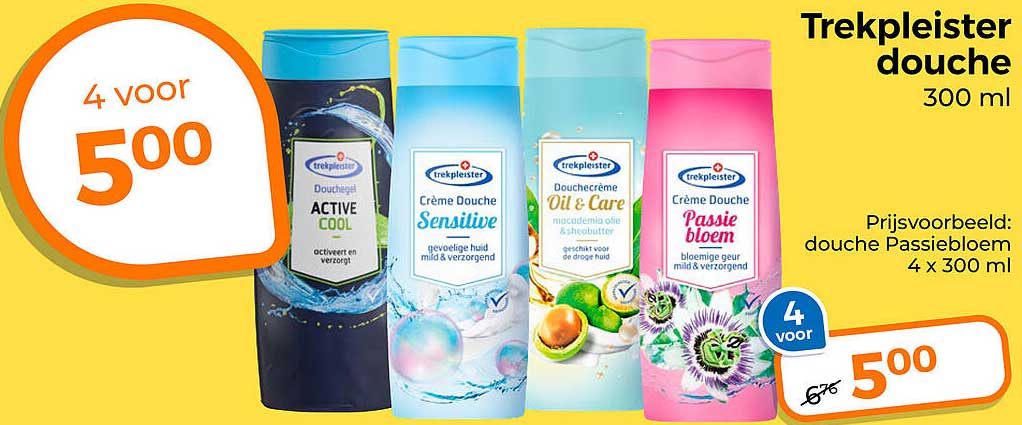 Trekpleister douche 300 ml 4 voor 500