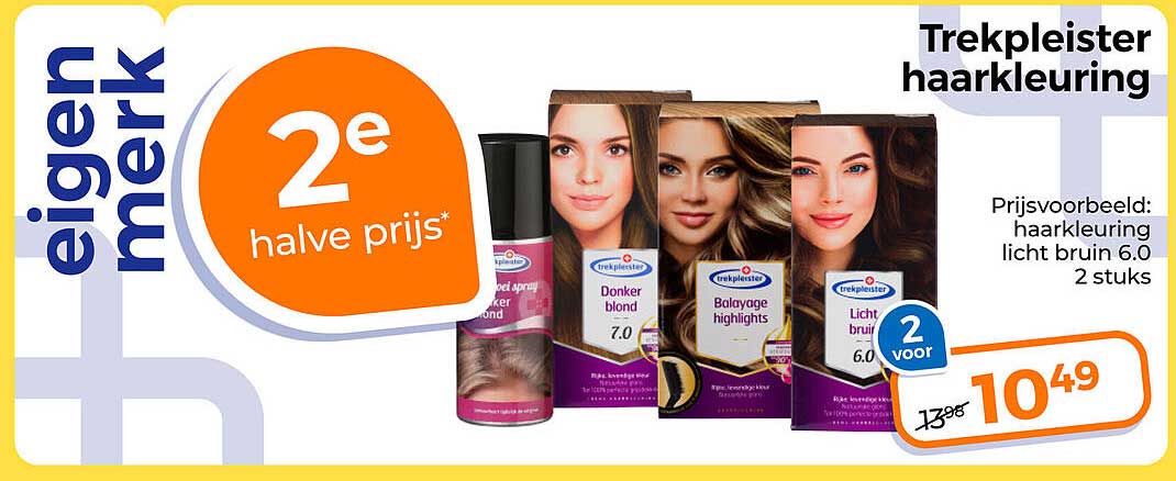 Trekpleister haarkleuring 2e halve prijs