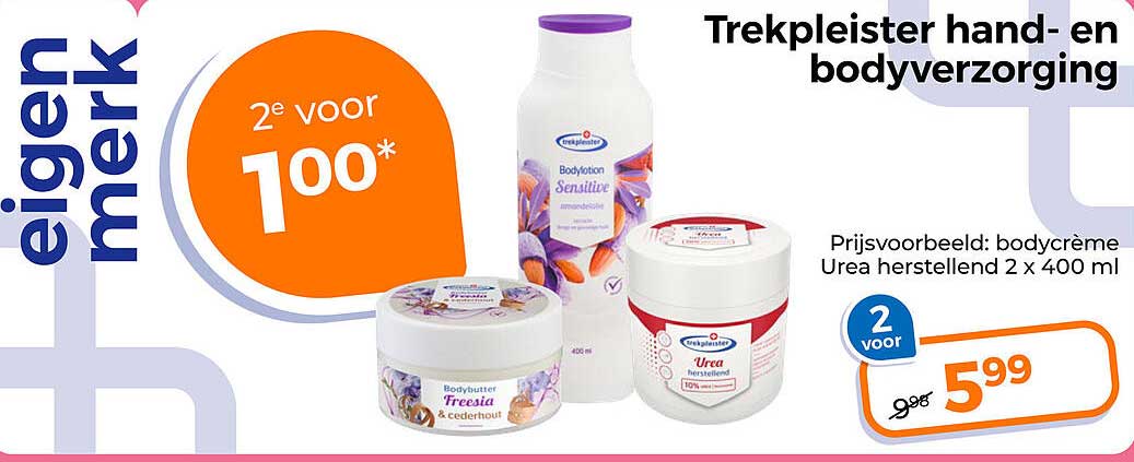 Trekpleister hand- en bodyverzorging 2e voor 1,00*