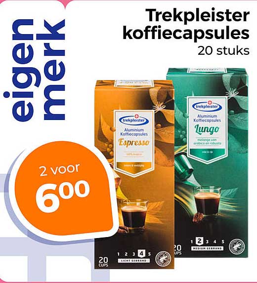 Trekpleister koffiecapsules 20 stuks 2 voor 6,00