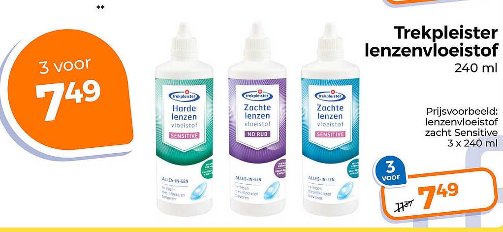 Trekpleister lenzenvloeistof 240 ml 3 voor 7,49