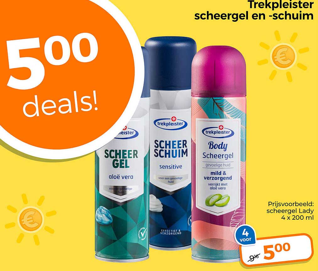 Trekpleister scheergel en -schuim 4 voor 5,00