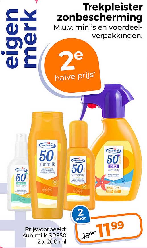 Trekpleister zonbescherming M.u.v. mini’s en voordeelverpakkingen. 2e halve prijs*