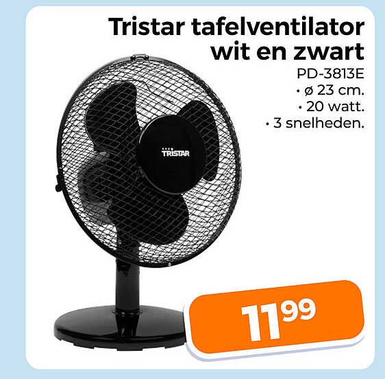 Tristar tafelventilator wit en zwart