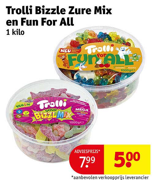 Trolli Bizzle Zure Mix en Fun For All 1 kilo