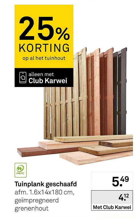 Tuinplank geschaafd afm. 1.6x14x180 cm, geïmpregneerd grenenhout