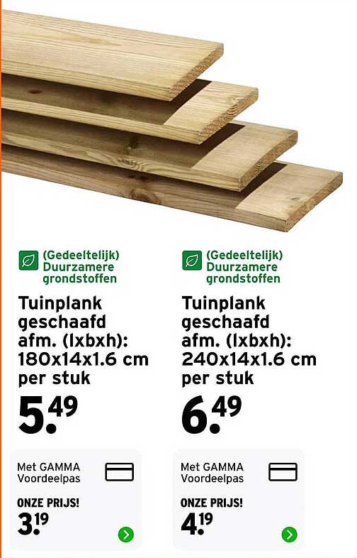 Tuinplank geschaafd afm. (lxbxh): 180x14x1.6 cm per stuk