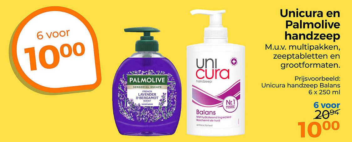 Unicura en Palmolive handzeep