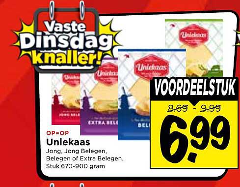 Uniekaas Jong, Jong Belegen, Belegen of Extra Belegen. Stuk 670-900 gram VOORDEELSTUK
