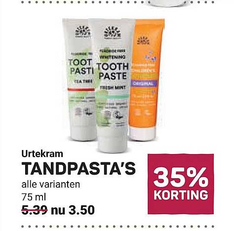 Urtekram TANDPASTA'S alle varianten 75 ml 35% KORTING