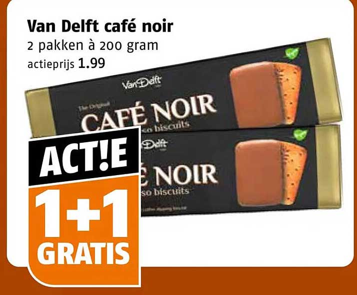 Van Delft café noir 2 pakken à 200 gram 1+1 gratis