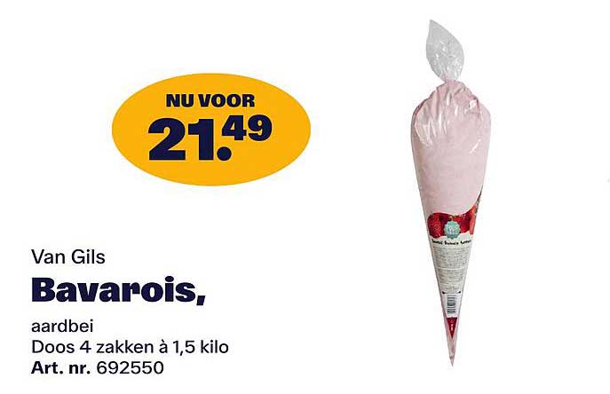 Van Gil's Bavarois, aardbei Doos 4 zakken à 1,5 kilo