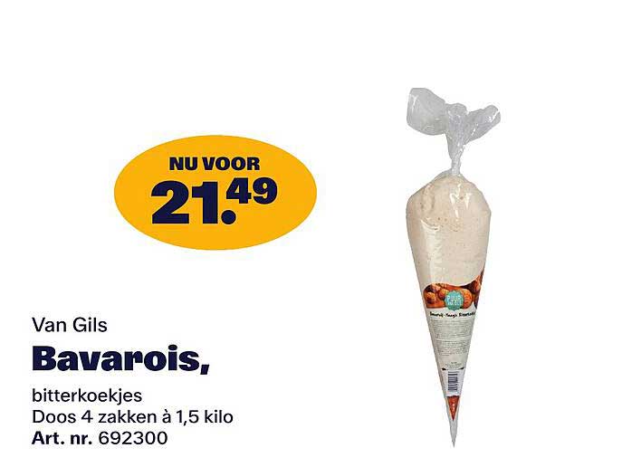 Van Gils Bavarois, bitterkoekjes Doos 4 zakken à 1,5 kilo