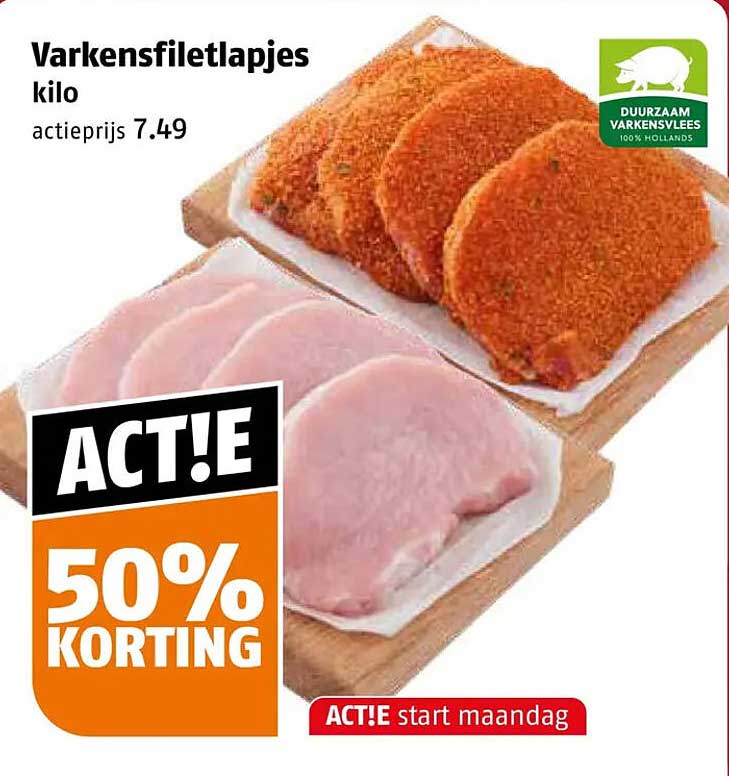 Varkensfiletlapjes kilo ACT! 50% KORTING