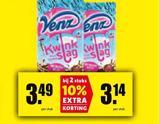 Venz kwinkslag bij 2 stuks 10% EXTRA KORTING