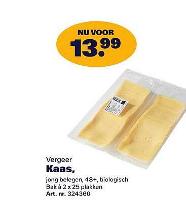 Vergeer Kaas, jong belegen, 48+ biologisch 2 x 25 plakken