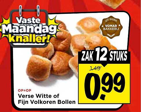 Verse Witte of Fijn Volkoren Bollen ZAK 12 STUKS