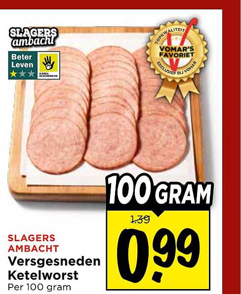 Versgesneden Ketelworst Per 100 gram