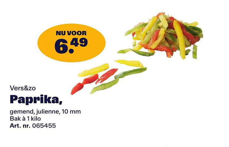 Vers&zo Paprika, gemend, julienne, 10 mm Bak à 1 kilo Art. nr. 065455