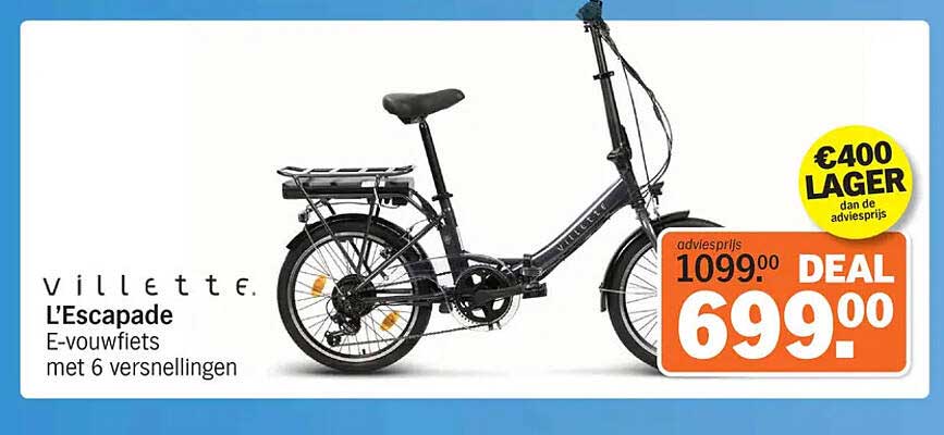 Vilette L'Escapade E-vouwfiets met 6 versnellingen